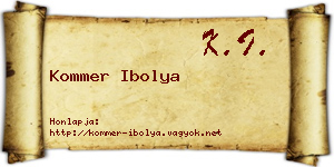 Kommer Ibolya névjegykártya
